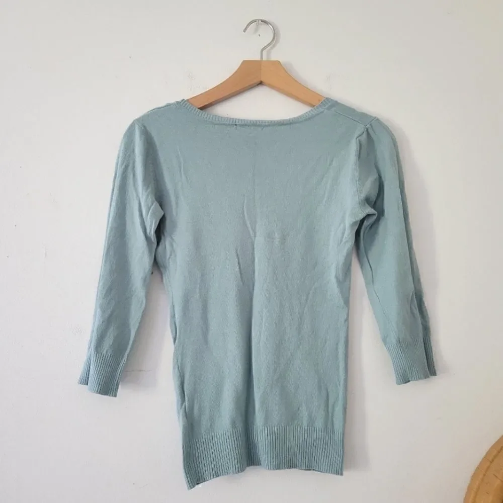 H&M Light Blue V-neck Henley Sweater S